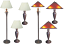 Lamp Set w/Fabric or Mica Shades