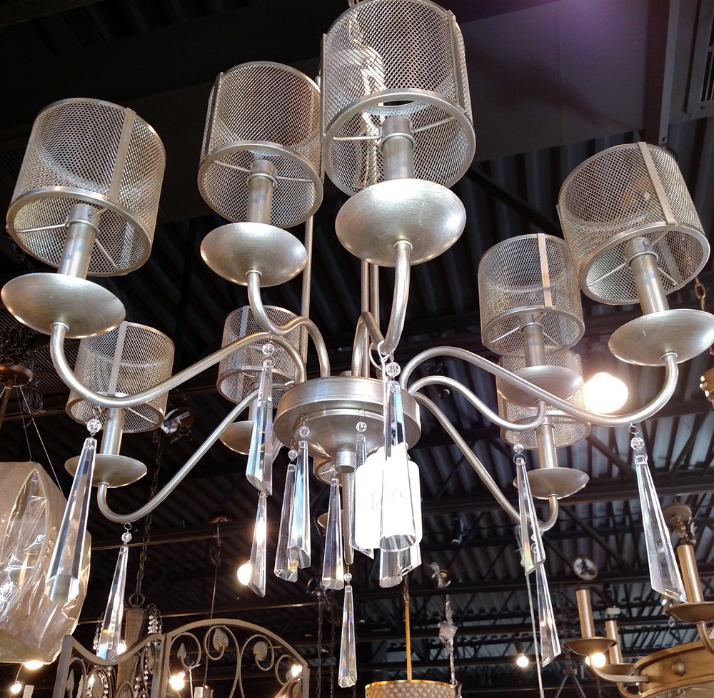 Industrial chandelier - silver washed gold