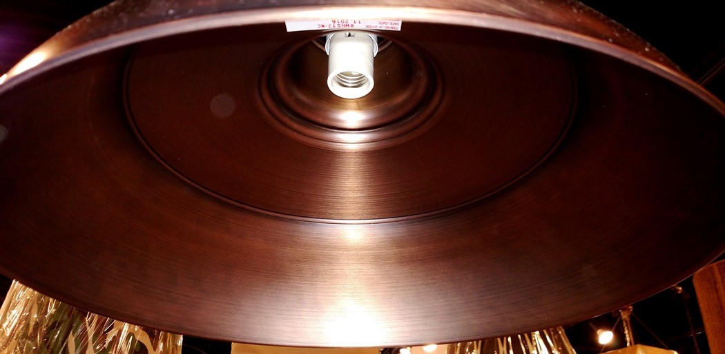 Genuine copper pendant light inside view