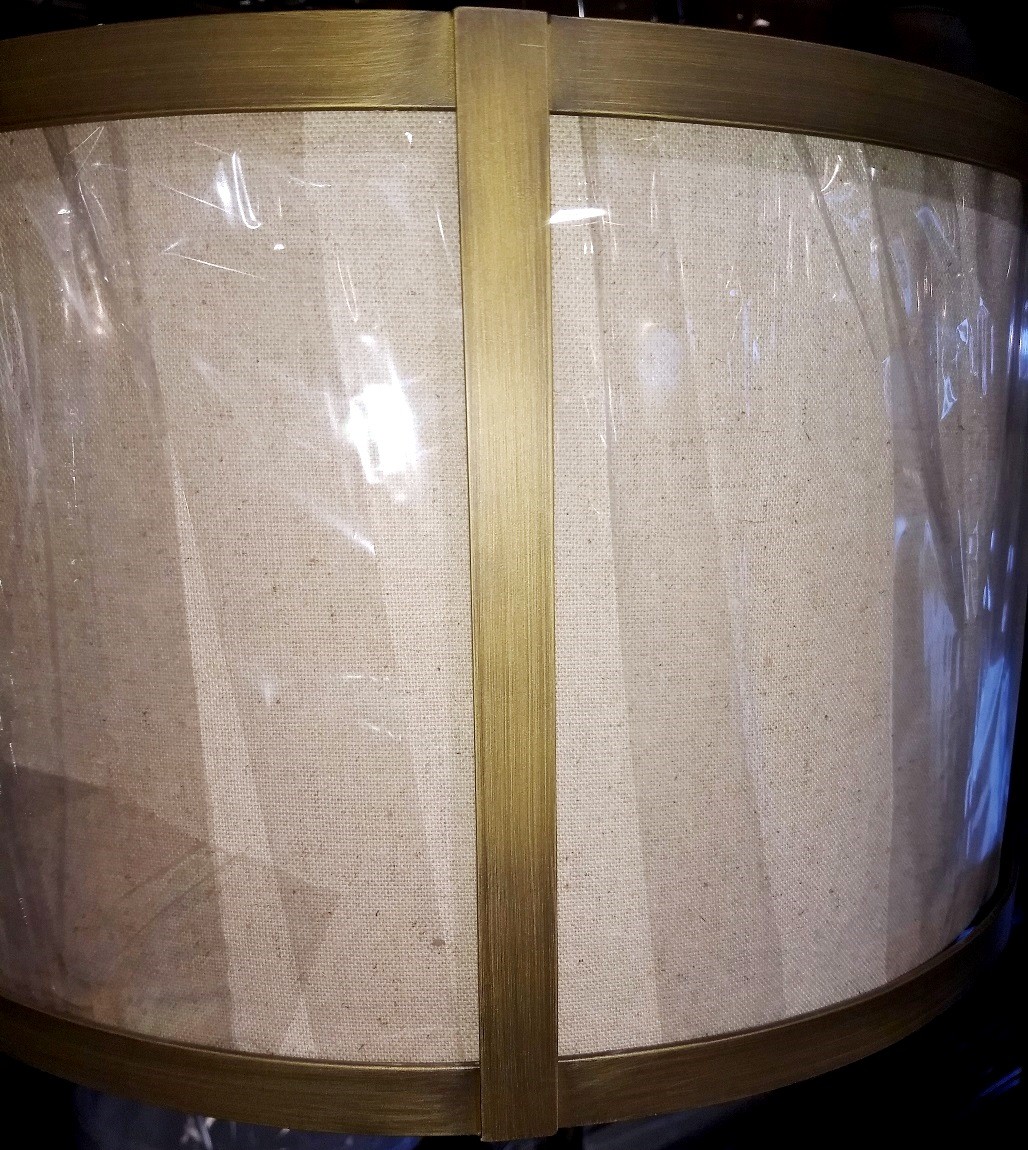 Brass & linen drum pendant light