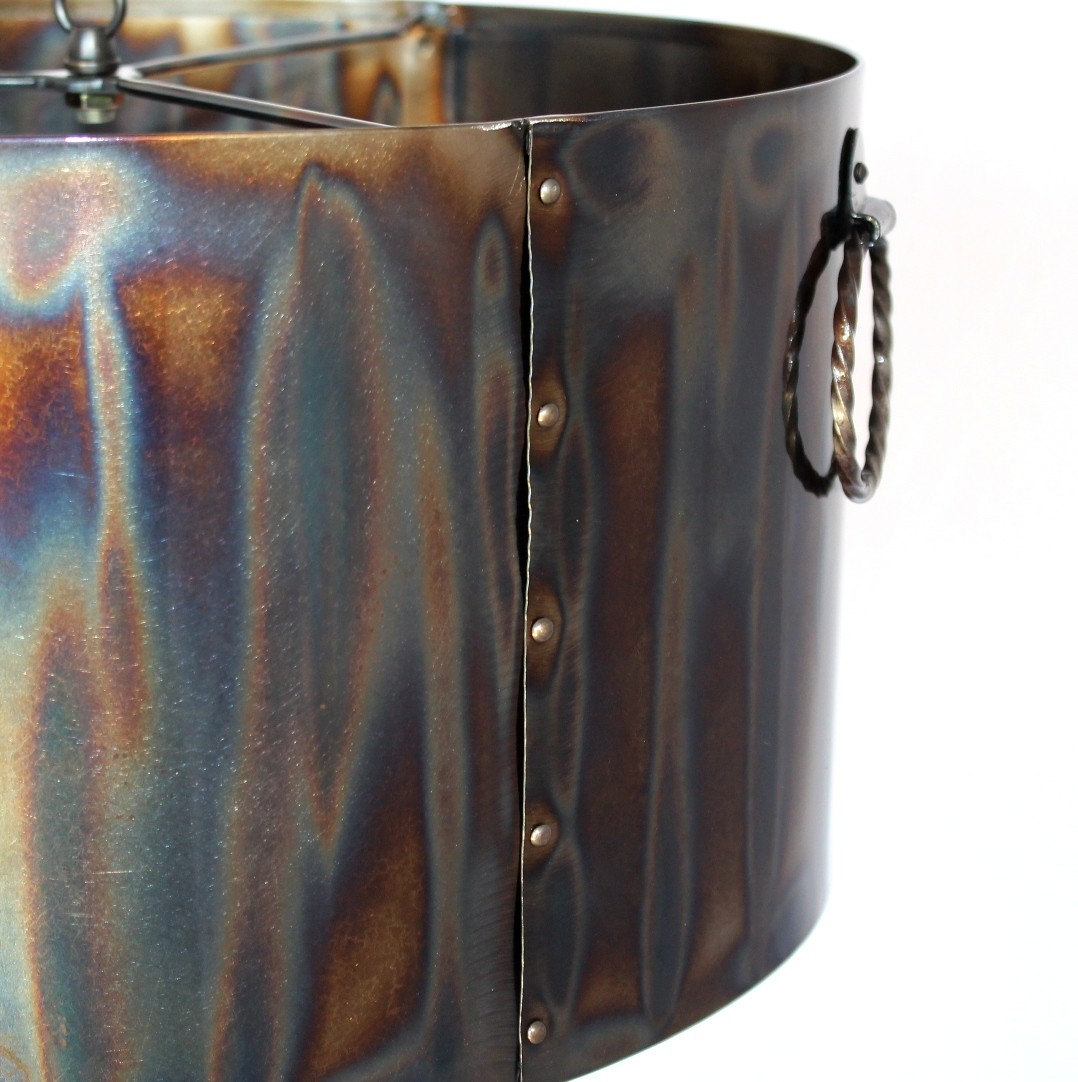 Torched metal lamp shade