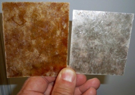 Mica color samples: Amber Mica and Silver Mica