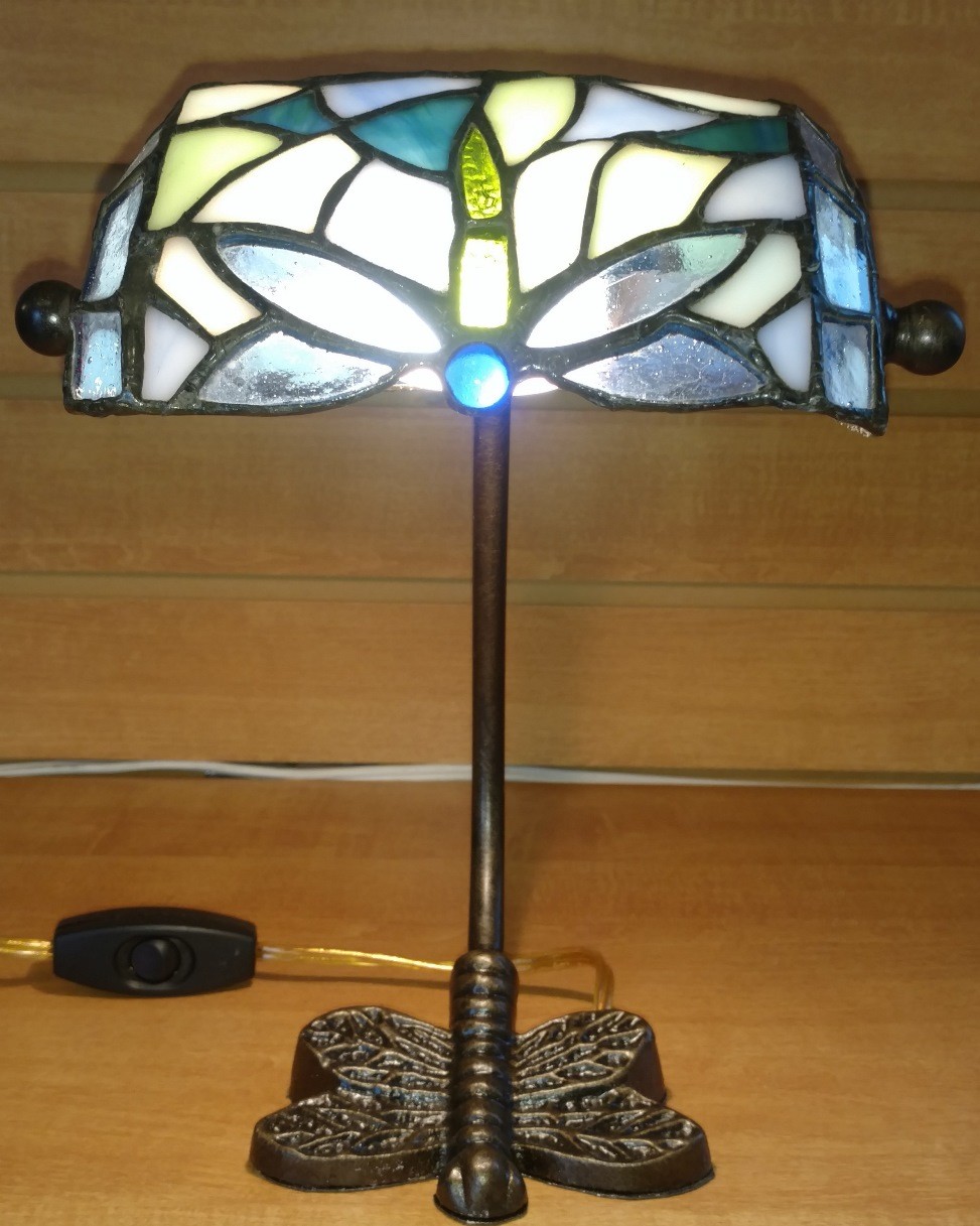 Small Dragonfly Tiffany Bankers Lamp