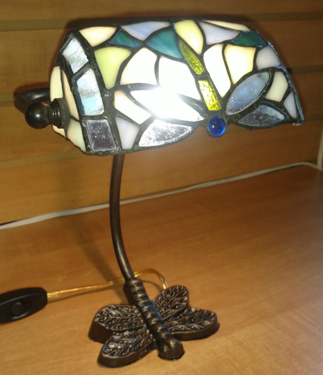 Small Dragonfly Tiffany Bankers Lamp