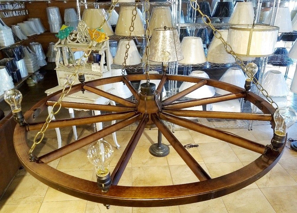 Large Wagon Wheel Chandelier