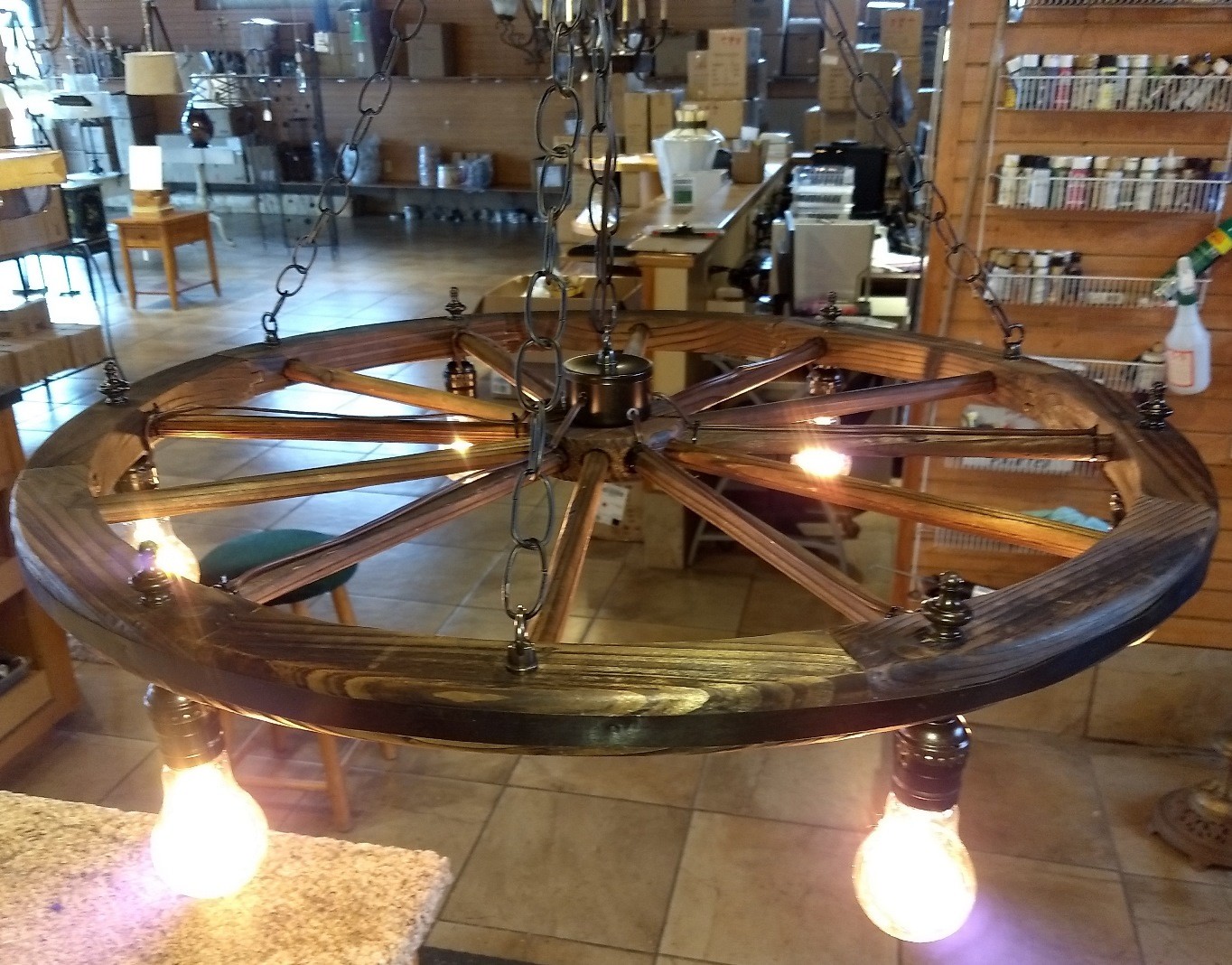 Downlight Wagon Wheel Chandelier 24-32" 