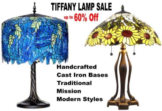 Tiffany Lamps with Cast Iron Bases