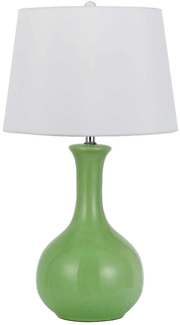Green Lamp White Linen Drum Shade 29"H - Sale !