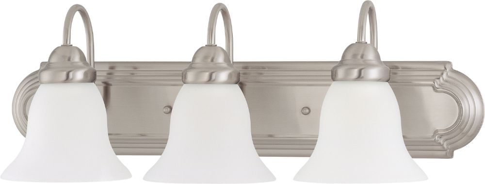 Ballerina Brushed Nickel Bathroom Light Frosted Glass 24"Wx8"H