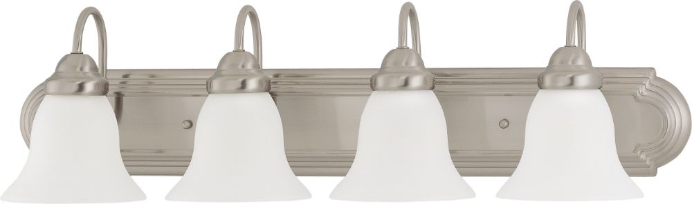 Ballerina Brushed Nickel Bathroom Light Frosted Glass 30"Wx8"H