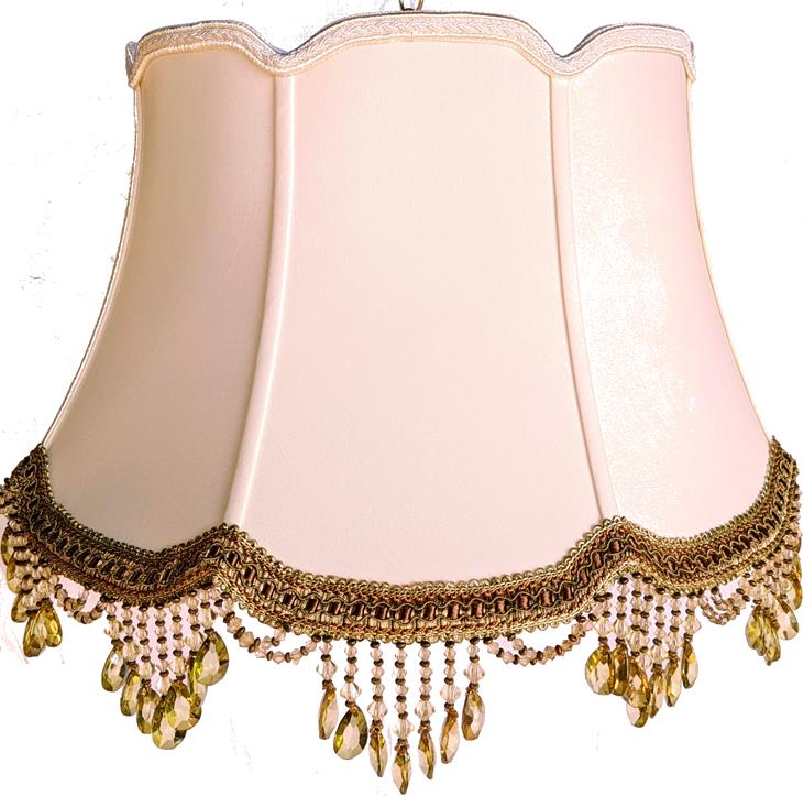 V Notch Beaded Fringe Silk Victorian, Large Victorian Lamp Shades