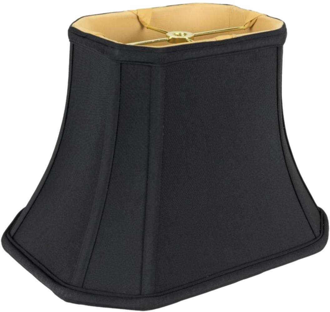 Black Rectangle Lamp Shade Bell Silk Cut Corner 8-20"W