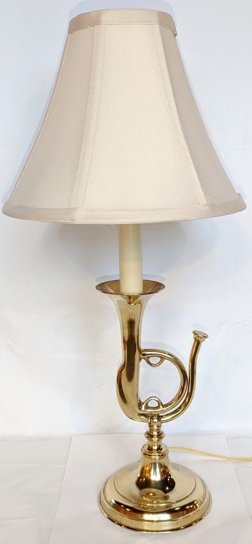 Brass Horn Lamp 21"H