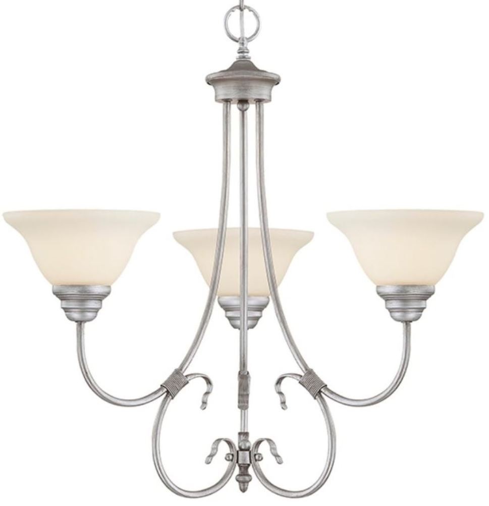 Fulton Rubbed Silver Chandelier White Glass 25"Wx24"H