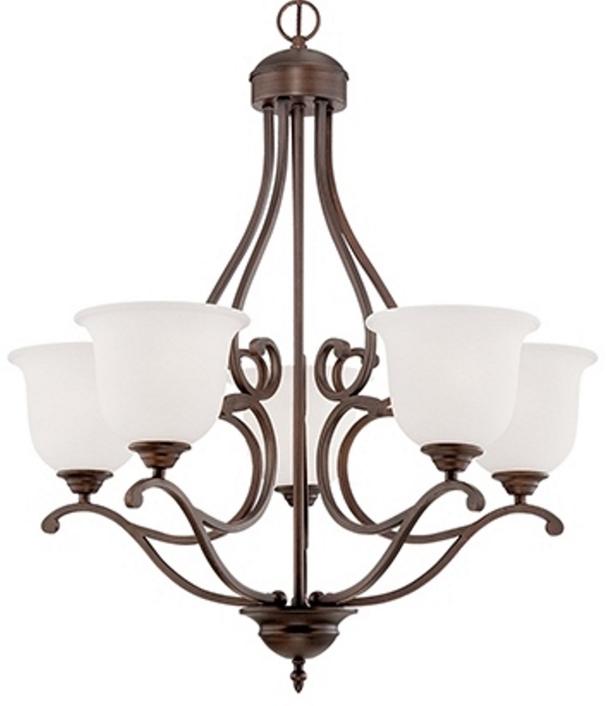Courtney Lakes Bronze Chandelier White Glass 27"Wx30"H