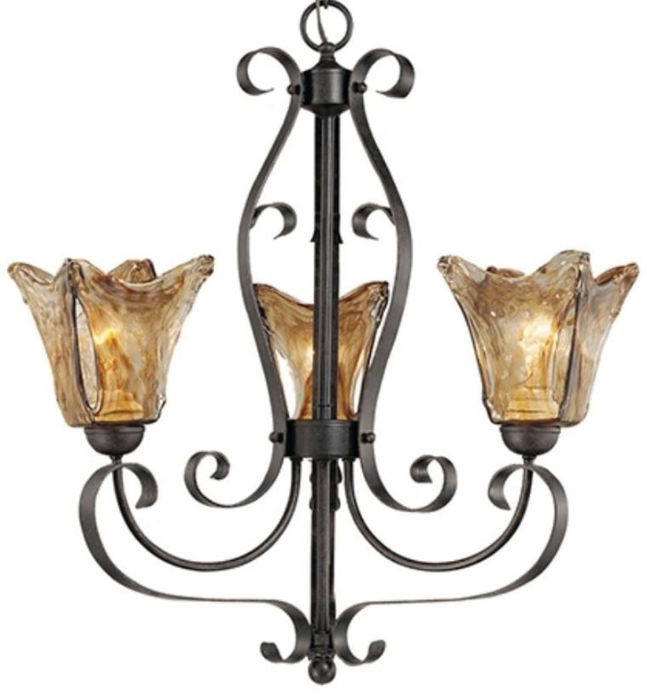 Chatsworth Burnished Gold Umber Glass Chandelier 23"Wx25"H
