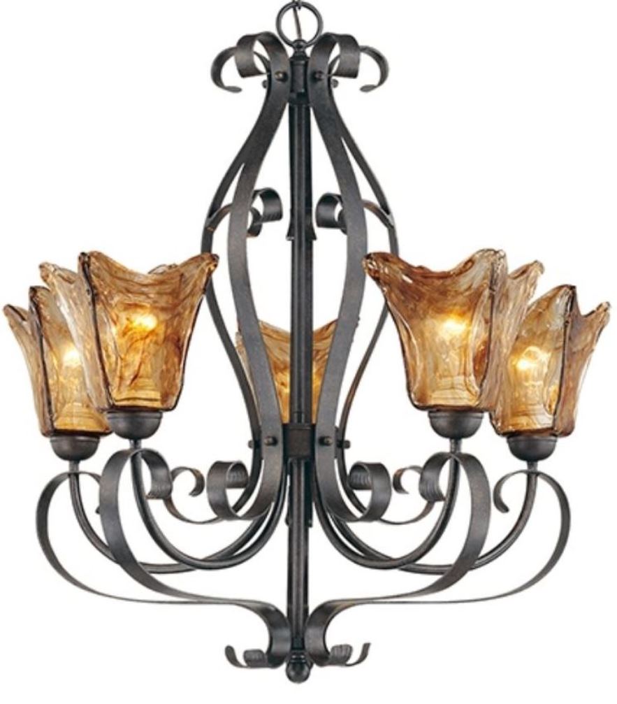 Chatsworth Burnished Gold Umber Glass Chandelier 26"Wx28"H