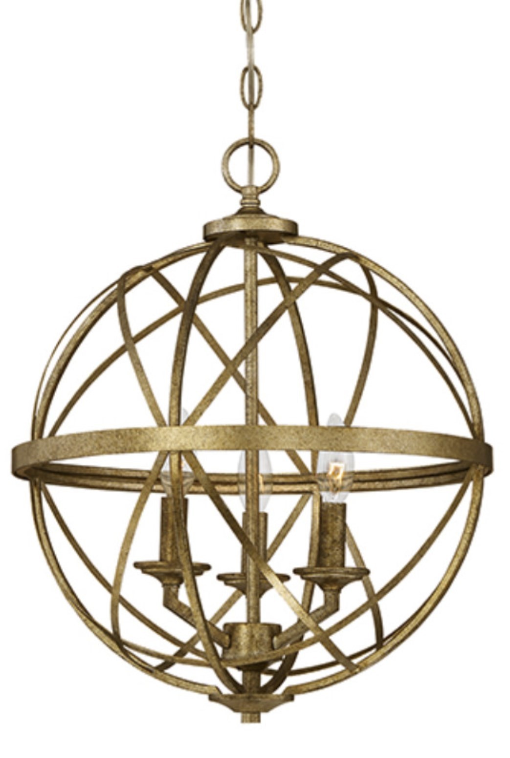 Lakewood Vintage Gold Iron Globe Chandelier 16"Wx20"H