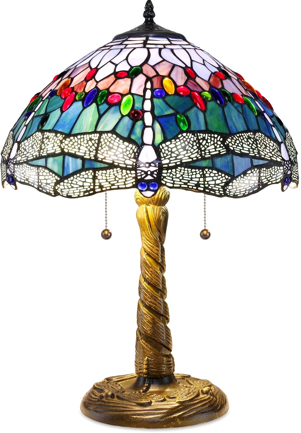 White Dragonflies Tiffany Lamp 21"H - SOLD