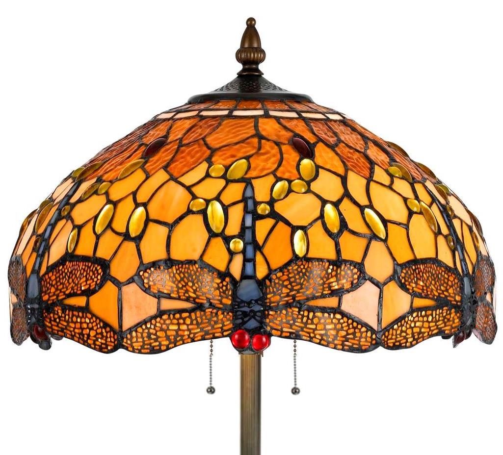Dragonfly Tiffany Floor Lamp w/Ochre Colors 60"H - Sale !