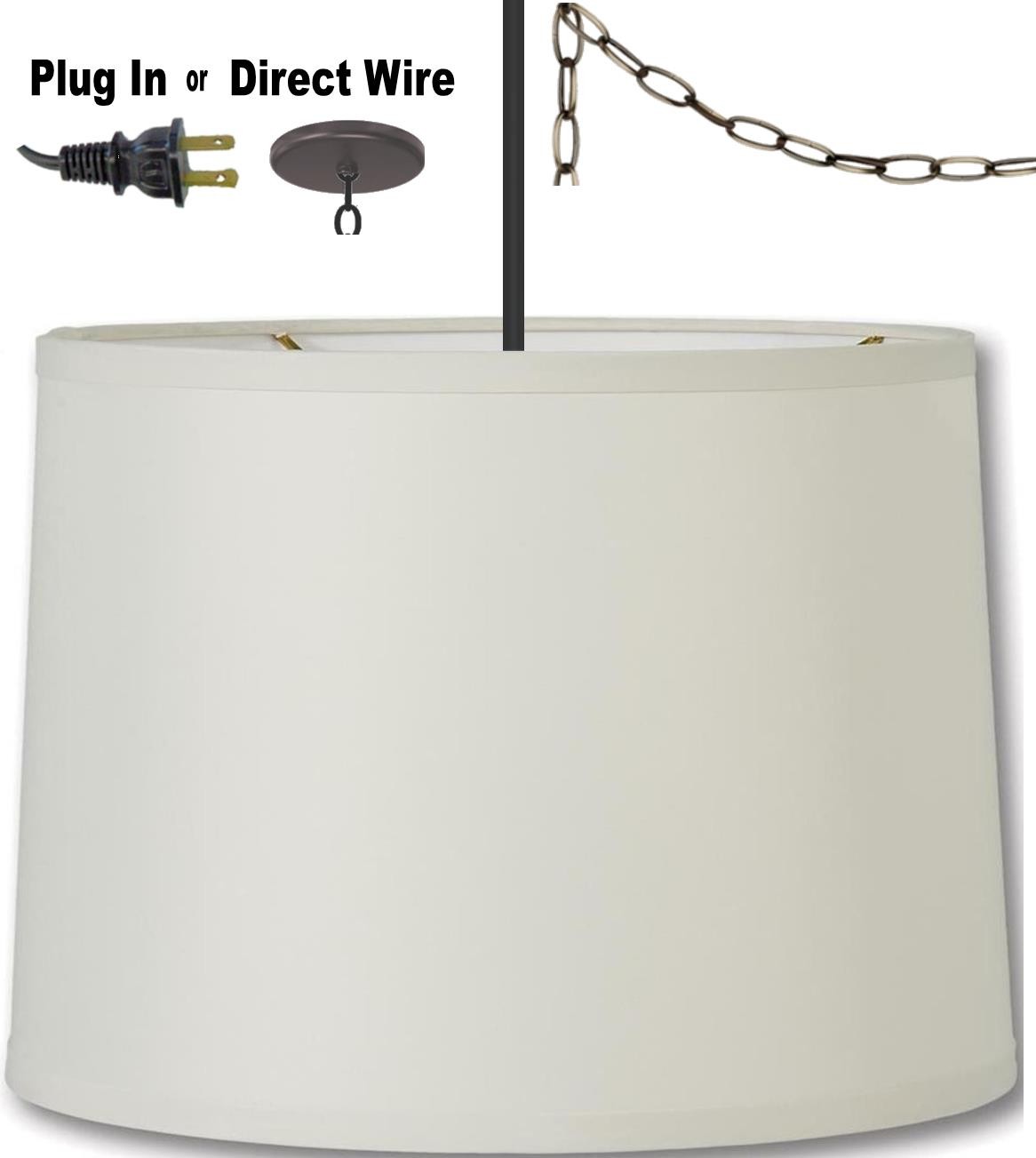 Linen Drum Swag Lamp 15 W Shade Pro, 15 Drum Lamp Shade