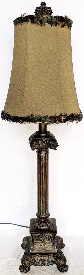 Vintage Lamp w/Feathers Shade - SOLD