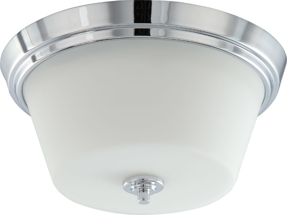 Bento Chrome Flush Ceiling Light Satin Glass 13"Wx6"H