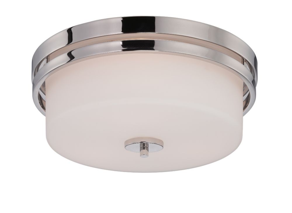 Parallel Polished Nickel Flush Drum Ceiling Light 15"Wx6"H