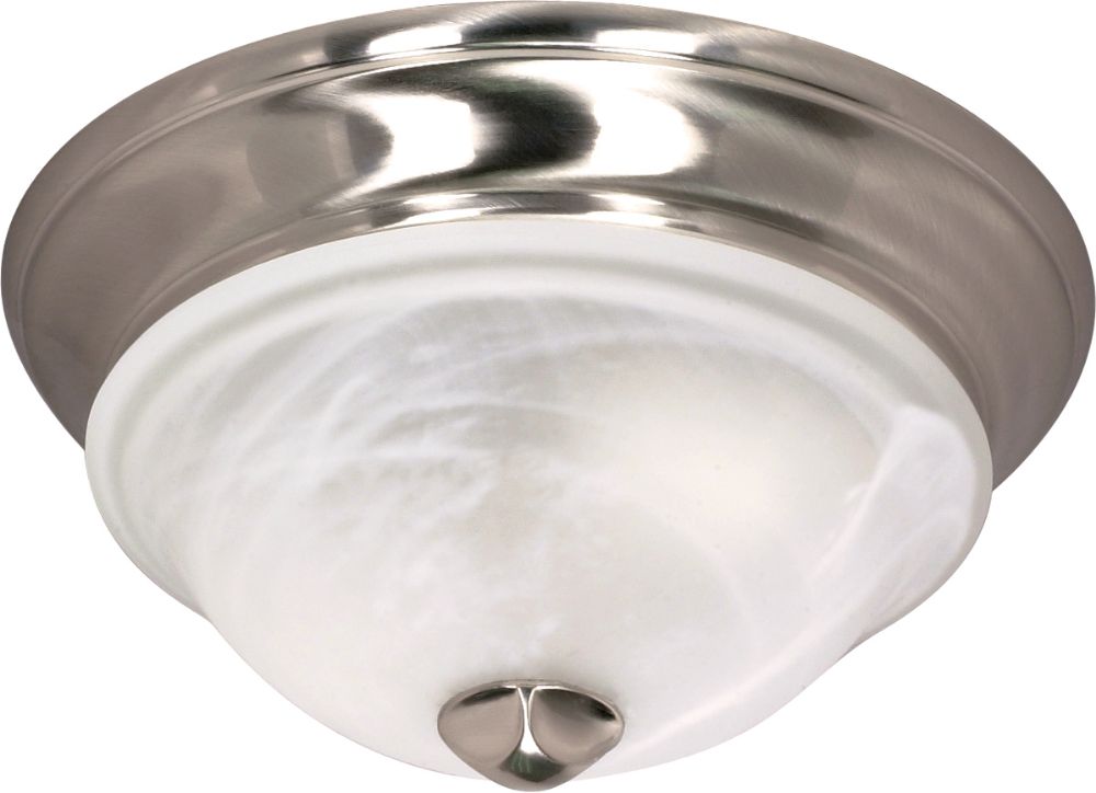 Triumph Alabaster Glass & Brushed Nickel Flush Ceiling Light 11"Wx5"H