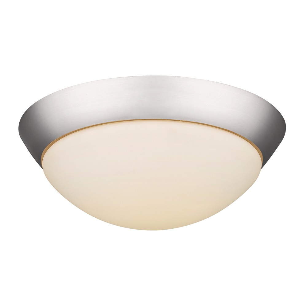 LED Satin Nickel Dome Shade Flush Ceiling Light 13"Wx5"H