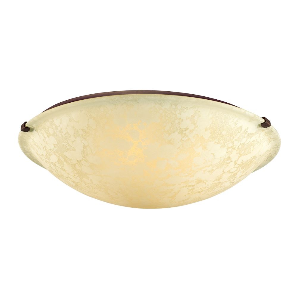 Rubbed Bronze Flush Ceiling Light Scavo Glass 20"Wx5"H