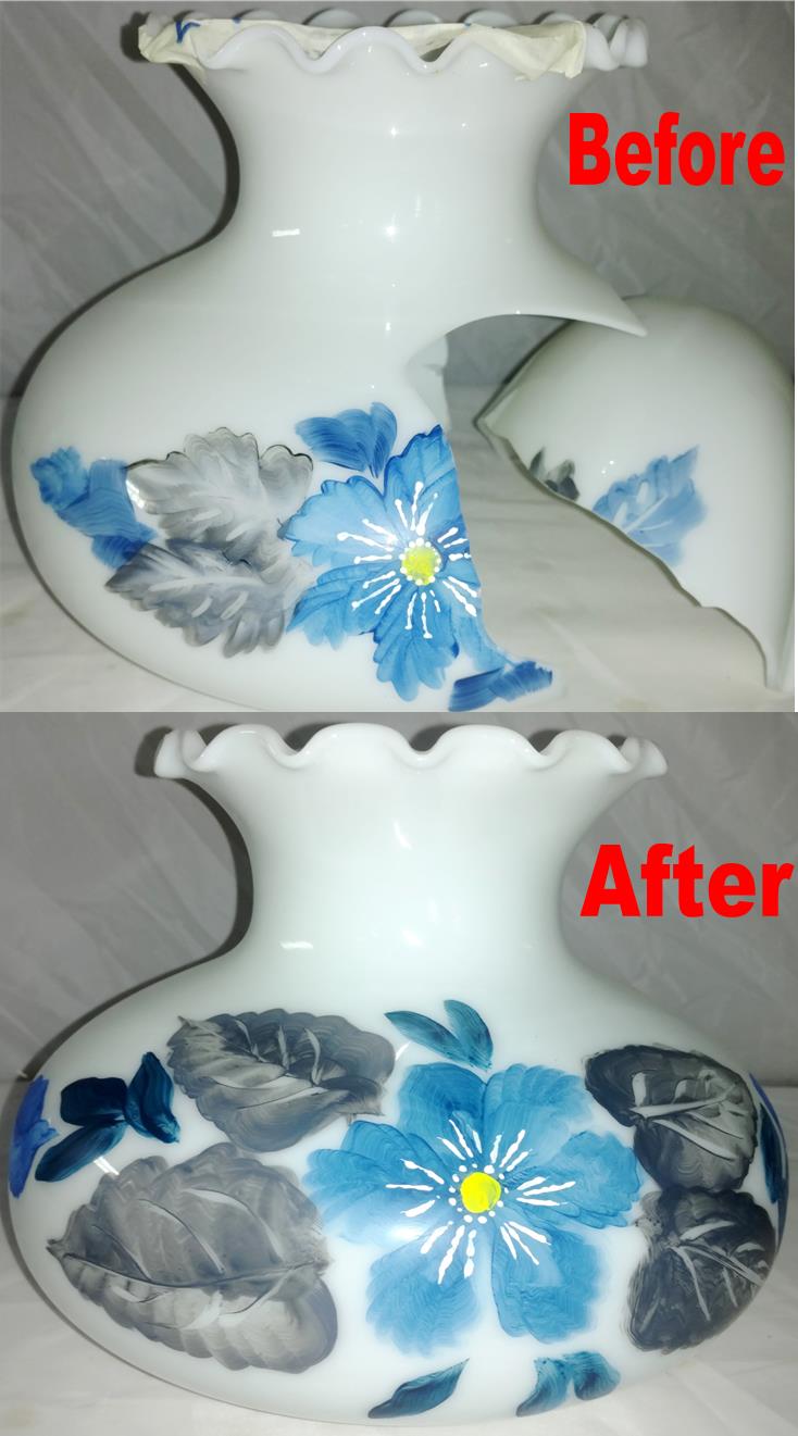 Hand Painted Glass Shade Before & After