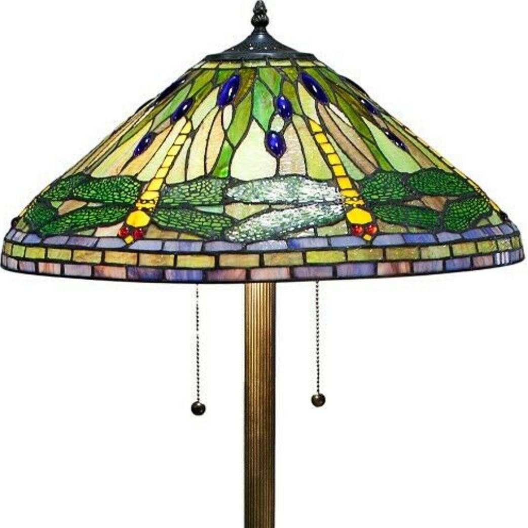 Green & Yellow Dragonflies Tiffany Floor Lamp 60"H - Sale !