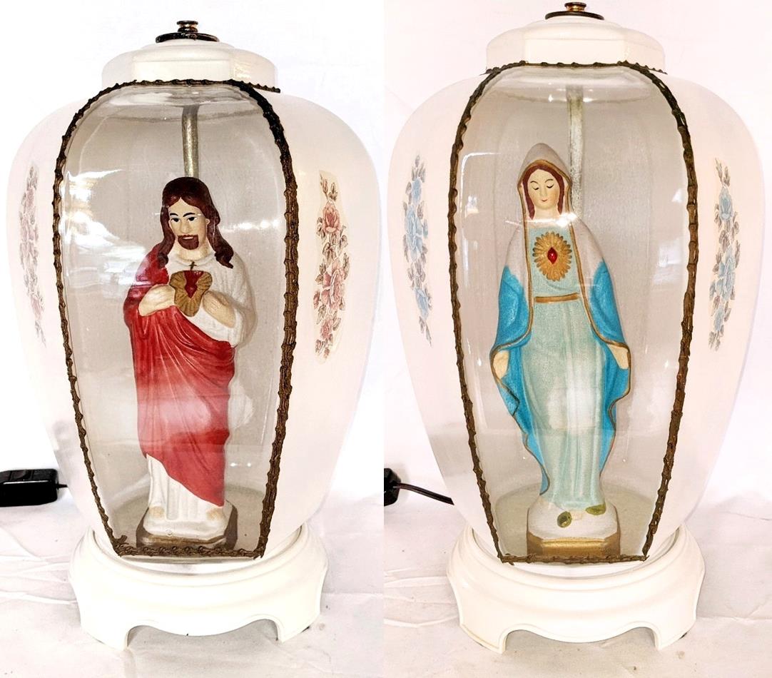 Jesus Lamp & Mary Lamp 16"H - Sale !