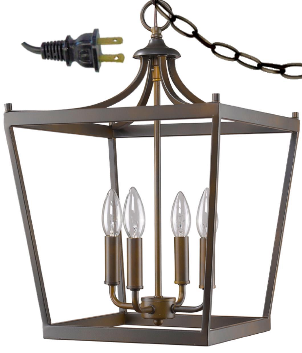 Kennedy Bronze Lantern Plug In Pendant Light 13"Wx20"H