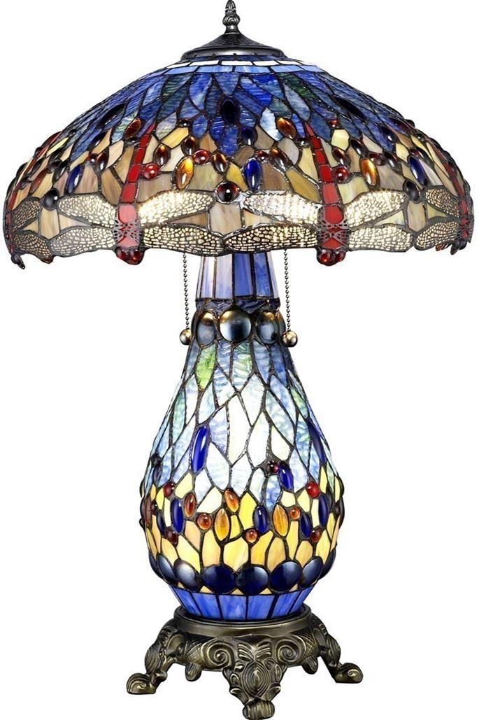 Red Dragonflies Tiffany Lamp Lighted Base 24"Hx18"W - SOLD