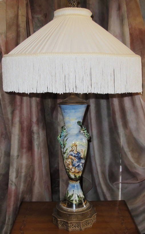 Snake & Maiden Antique Art Deco Lamp 30"H SOLD