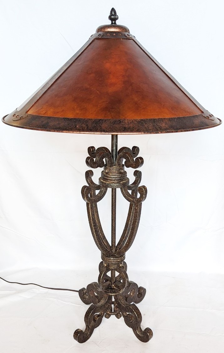 Mica Lamp w/Forged Iron Base 30"H