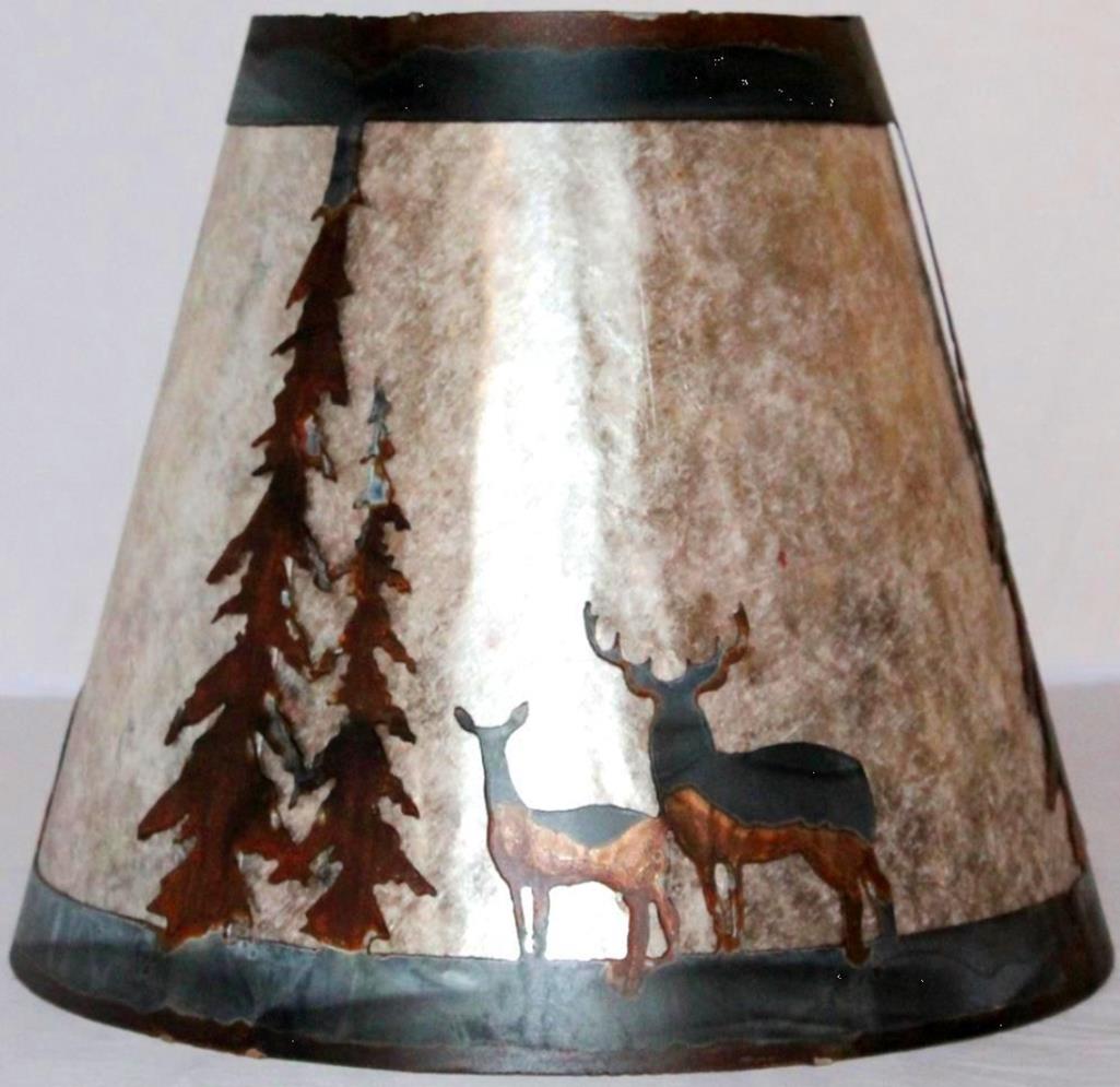 Deer Pine Trees Mica Lamp Shade
