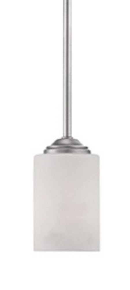 Lansing Brushed Pewter White Drum Glass Mini Pendant Light 4"W