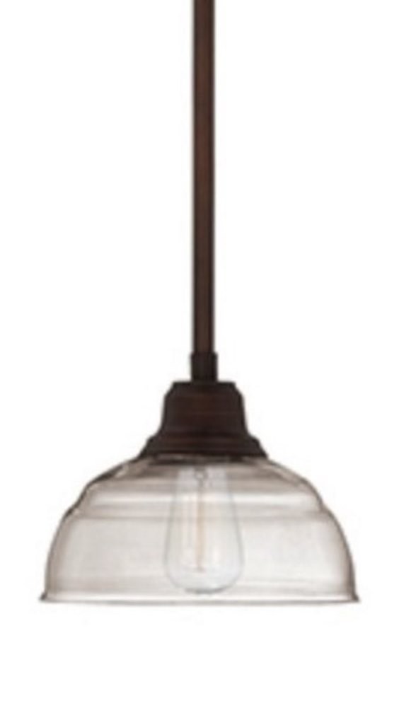 Neo Industrial Bronze Pendant Light Clear Glass 8"Wx44"H