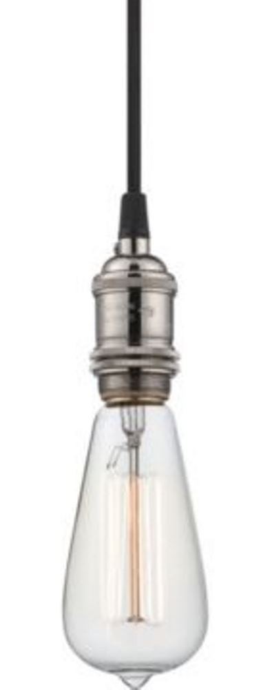 Vintage Polished Nickel Bare Naked Bulb Pendant Light 5"Wx8"H