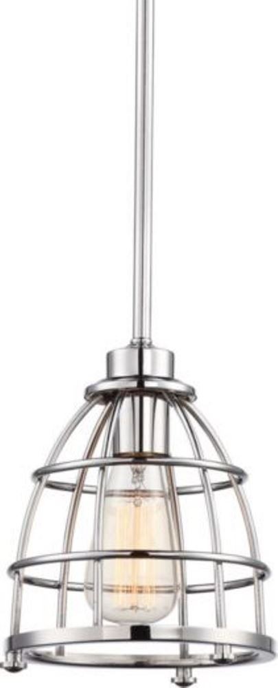 Maxx Polished Nickel Metal Wire Cage Pendant Light 7"Wx46"H
