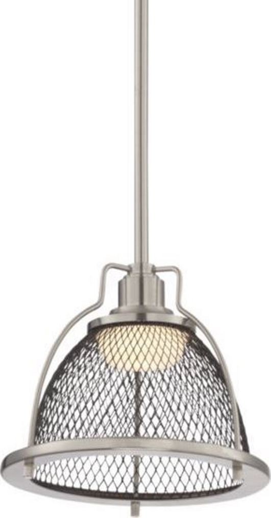 Tex LED Brushed Nickel Pendant Light Wire Mesh Shade 8"Wx8"H