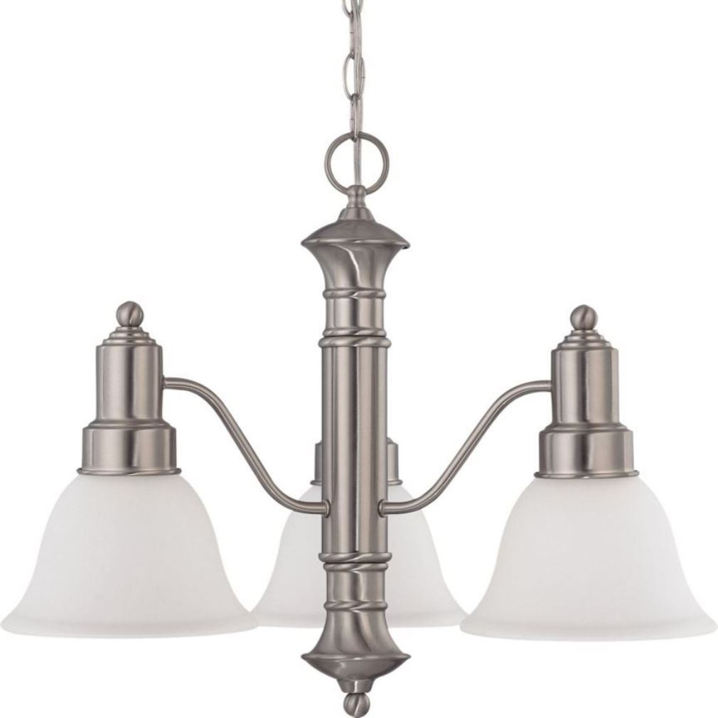 Gotham Brushed Nickel Down Light Chandelier Frost White Glass 22"Wx17"H