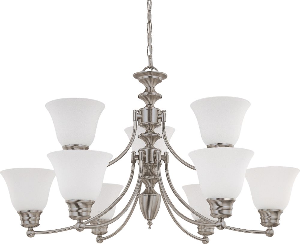 Empire Brushed Nickel Chandelier Frost Glass 32"Wx18"H