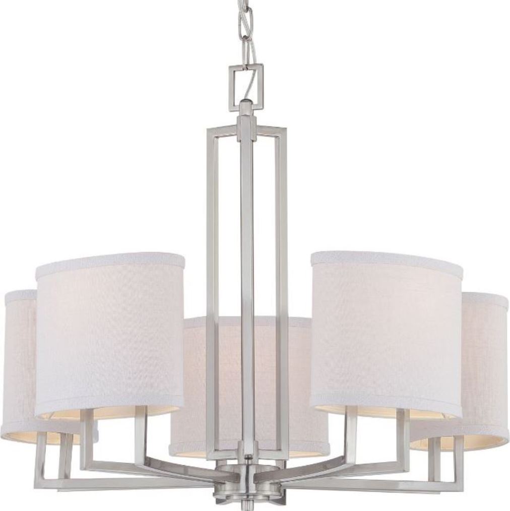 Gemini Brushed Nickel Oval Shade Chandelier 25"Wx21"H