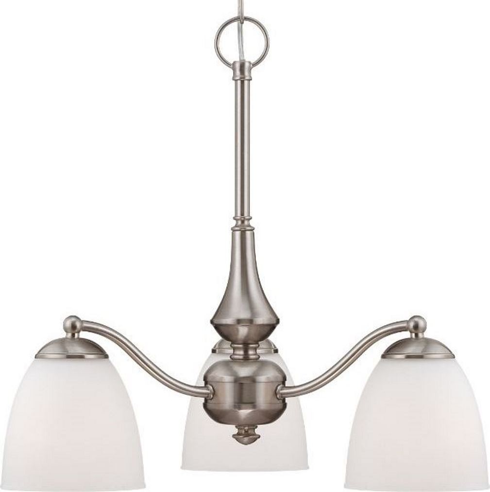 Patton Brushed Nickel Down Light Chandelier Glass Shades 21"Wx19"H