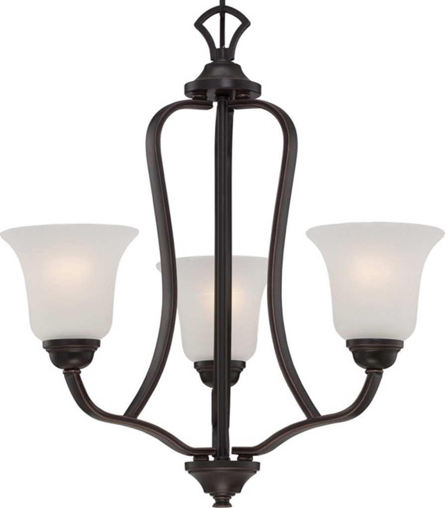 Elizabeth ORB Bronze Chandelier Frosted Glass Shades 21"Wx22"H