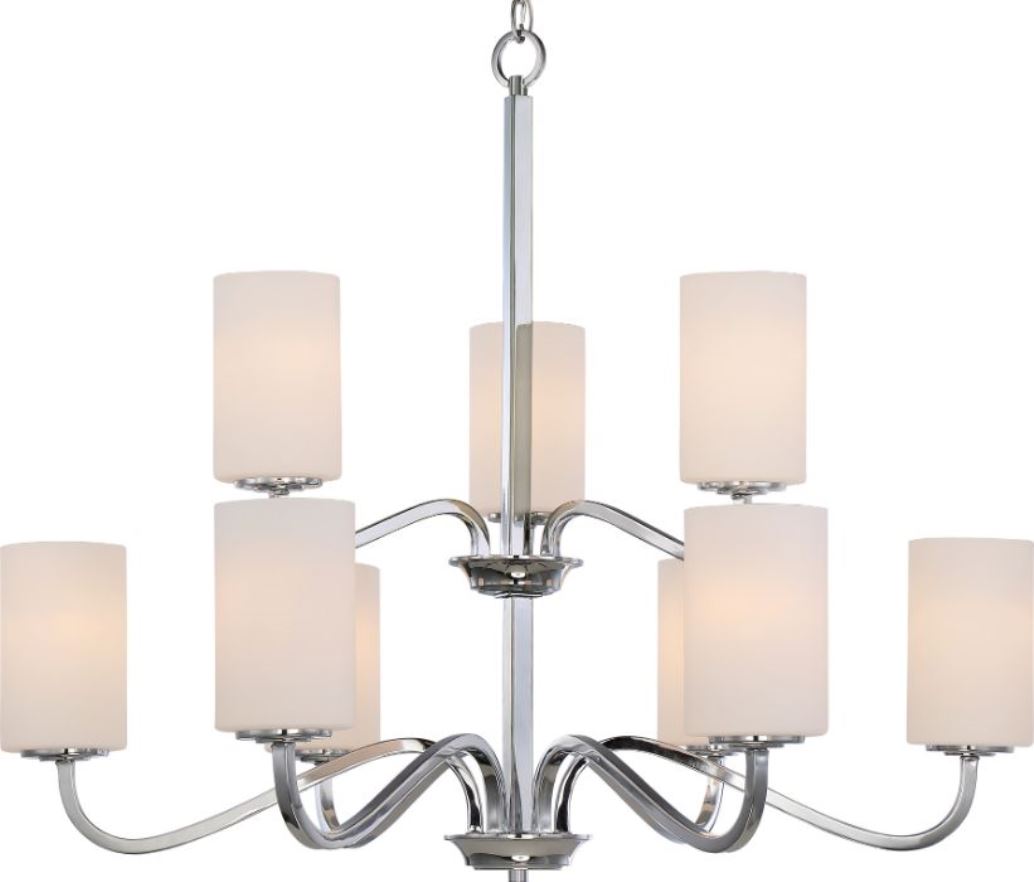 Willow Polished Nickel Chandelier Glass Shades 32"Wx27"H